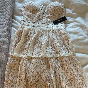 Lulus white lace midi dress